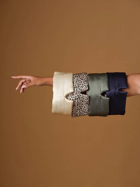 Schlafmaske aus 100% Seide für tiefen Schlaf | Leopard (Nachtmaske, Stirnband)