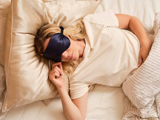 Schlafmaske aus 100% Seide für tiefen Schlaf | Mitternachtsblau