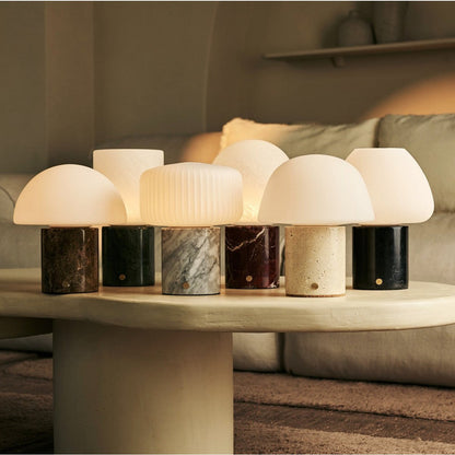 Marmor Lampe - Einzigartige wiederaufladbare Lampe mit 3 Lichtfarben und Dimmfunktion (Weiß / Bianco Statuarietto)