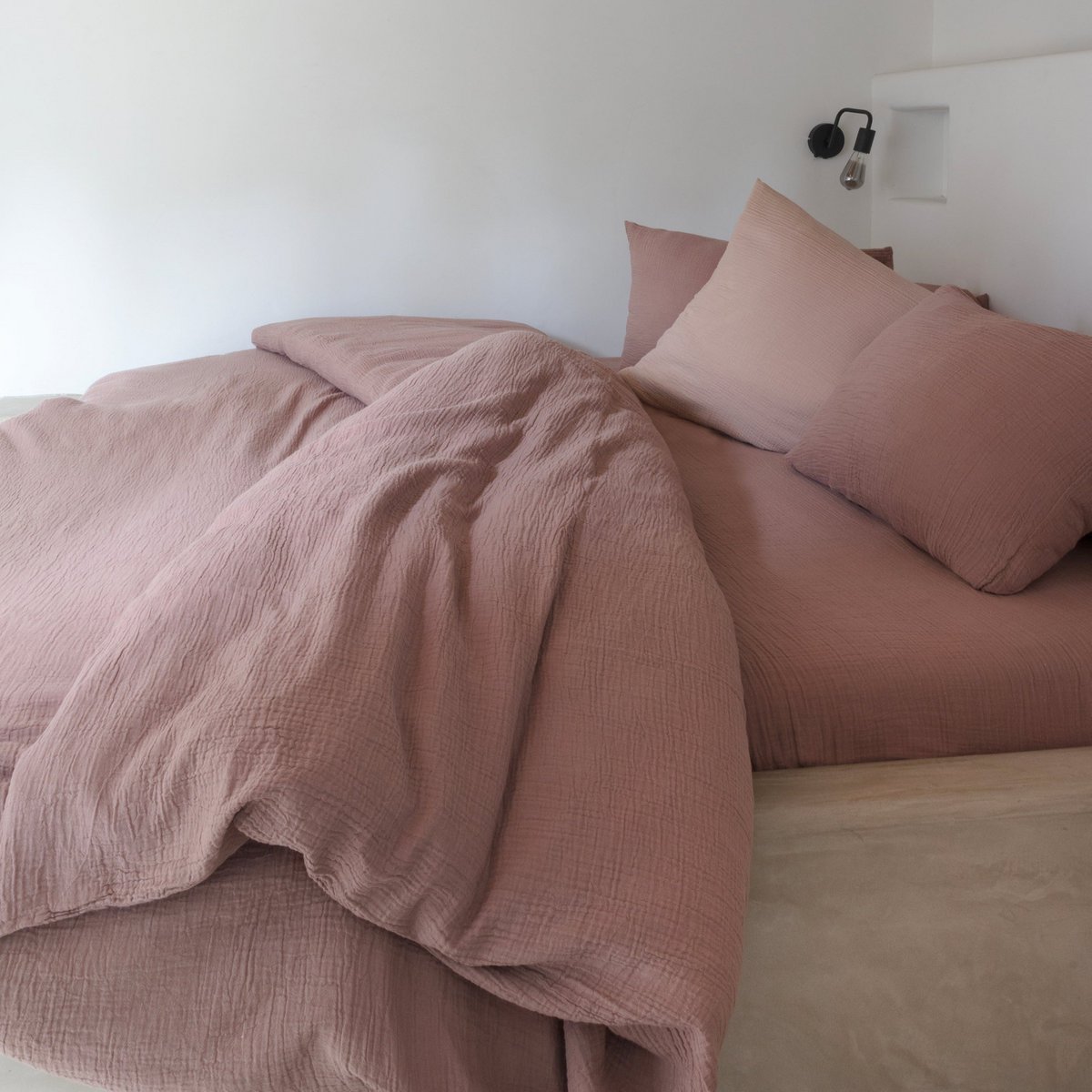 Bettwäsche aus Musselin - sanft, atmungsaktiv & pflegeleicht (Brick Red)