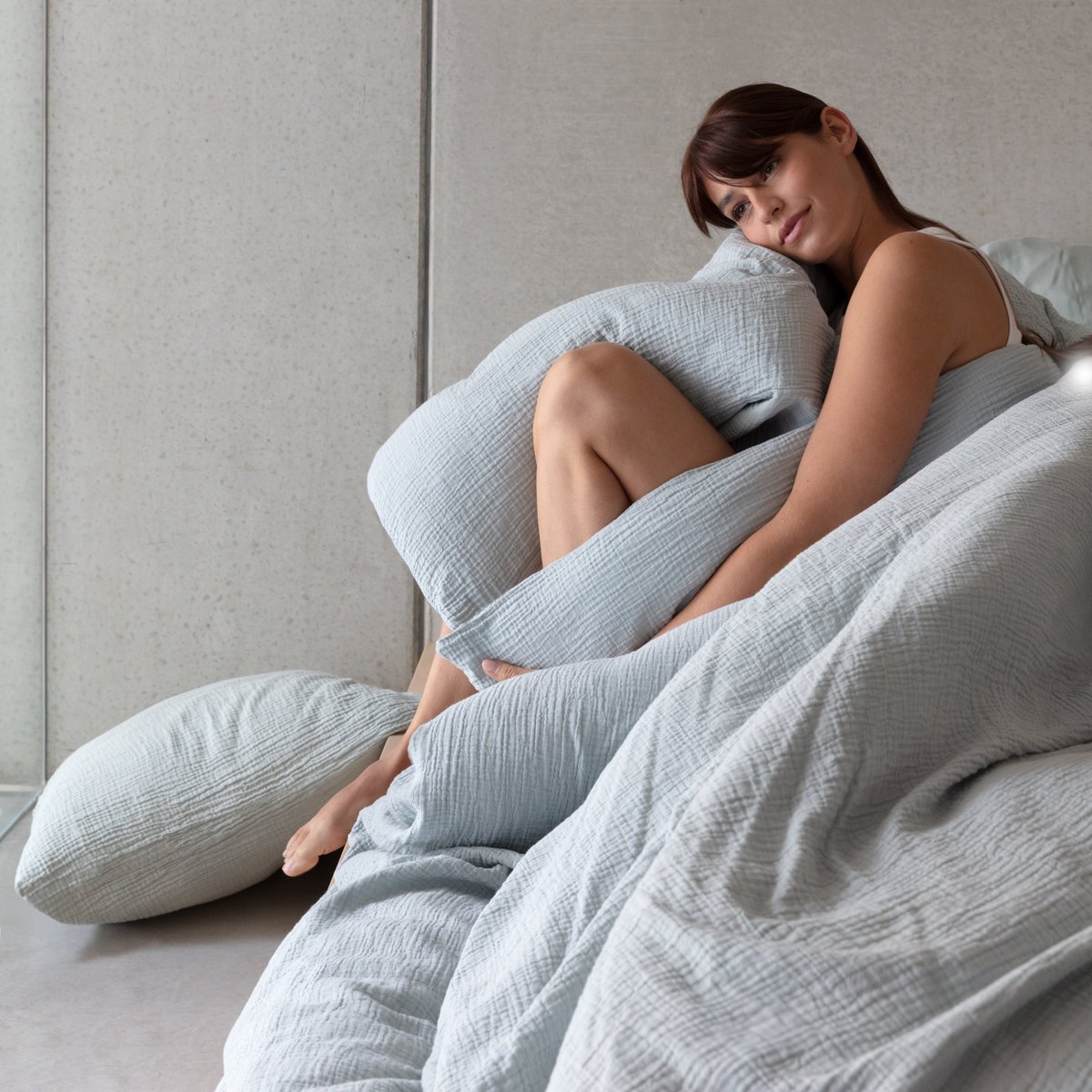 Bettwäsche aus Musselin - sanft, atmungsaktiv & pflegeleicht (Misty Blue)