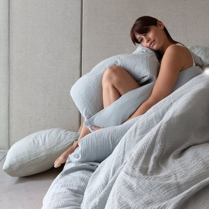 Bettwäsche aus Musselin - sanft, atmungsaktiv & pflegeleicht (Misty Blue)