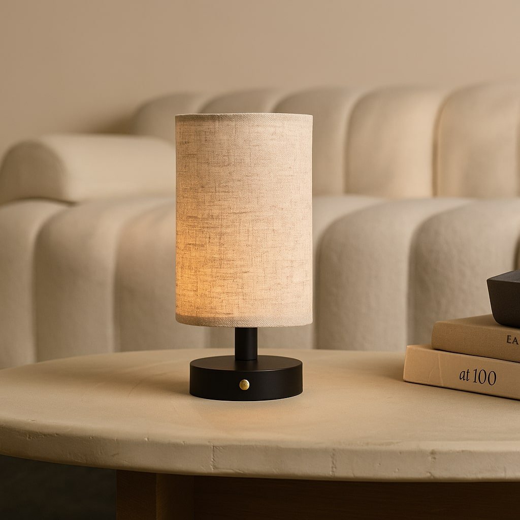 Lampe aus Holz mit Dimmfunktion (schwarz)