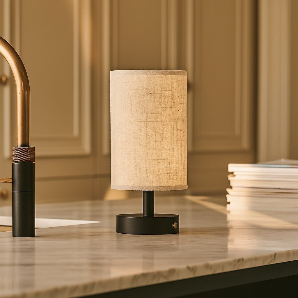 Lampe aus Holz mit Dimmfunktion (schwarz)