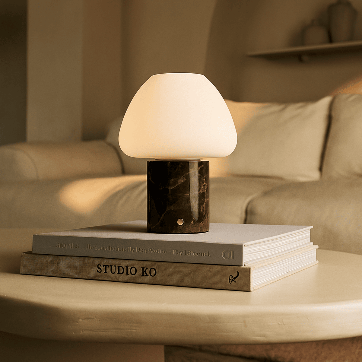 Wiederaufladbare Marmor Lampe   Dimmfunktion weiß braun SONVELIA