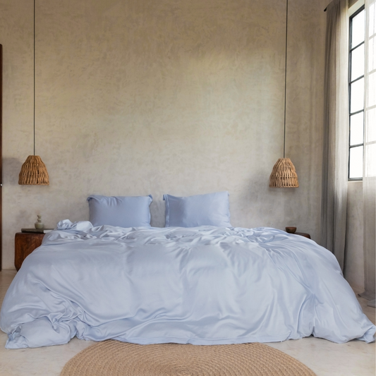 Tencel™ Lyocell Twill Bettwäsche-Set - atmungsaktiv, weich und nachhaltig (Hellblau)